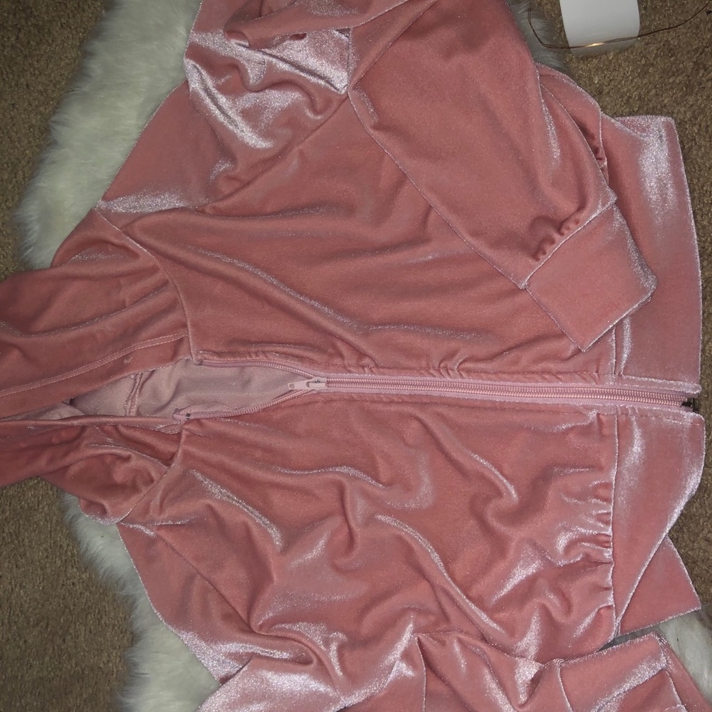 Suede cropped hoodie